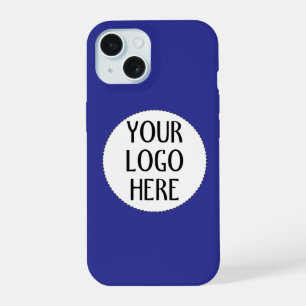 Pas je zwart-wit bedrijf logo Donkerblauw aan iPhone 15 Case