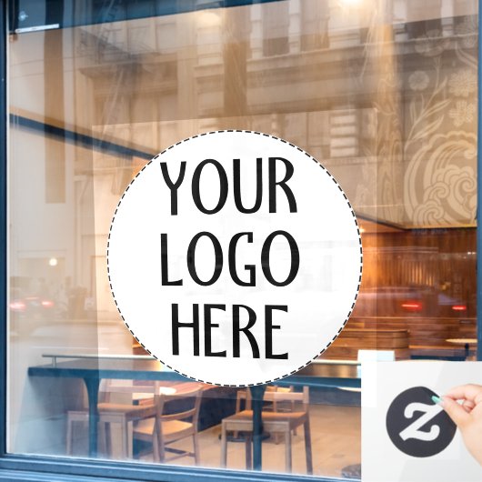 Pas je zwart-wit bedrijfslogo aan raamsticker (Cafe Raam)
