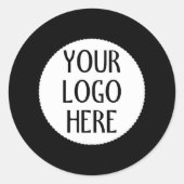 Pas je zwart-wit bedrijfslogo aan ronde sticker (Voorkant)