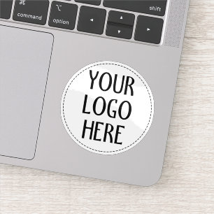 Pas je zwart-wit bedrijfslogo aan sticker