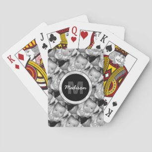Pas je zwart-wit foto patroon monogram aan pokerkaarten
