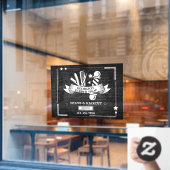 Pas  kapper winkel polen symbolen aan raamsticker (Cafe Raam)