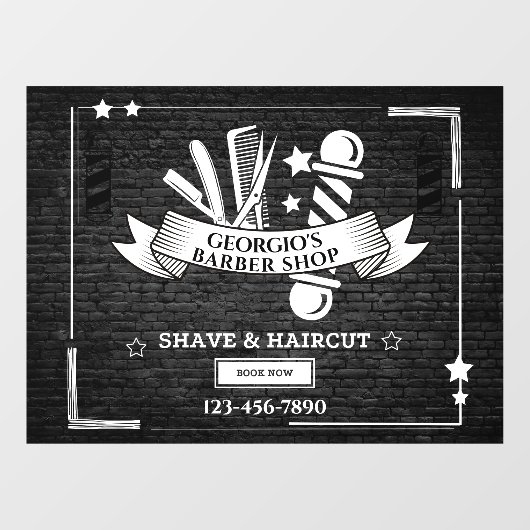 Pas  kapper winkel polen symbolen aan raamsticker (Vel)