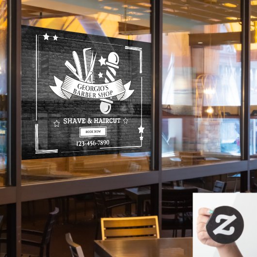 Pas kapper winkel polen symbolen aan raamsticker (Restaurant Raam)