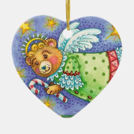 Pas kerstangel-Beer Folk Art Ornament aan (Voorkant)