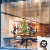 Pas Kerstkatten rond de Kerstboom aan Raamsticker (Cafe Raam)