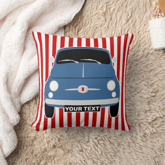 Pas  klassieke blauwe fiat 500 aan kussen (Deken)