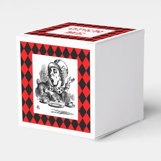 Pas kleur Mad Hatter Harlequin Box Bedankdoosjes (Voorkant Zijde)