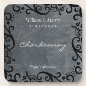 Pas leisteen en zwarte Scroll Wine aan Bier Onderzetter (Voorkant)