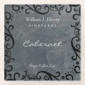 Pas leisteen en zwarte Scroll Wine aan Glazen Onderzetter (Voorkant)