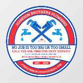 Pas Loodgieterscontractor Bedrijf Grote Front aan Raamsticker (Vel)