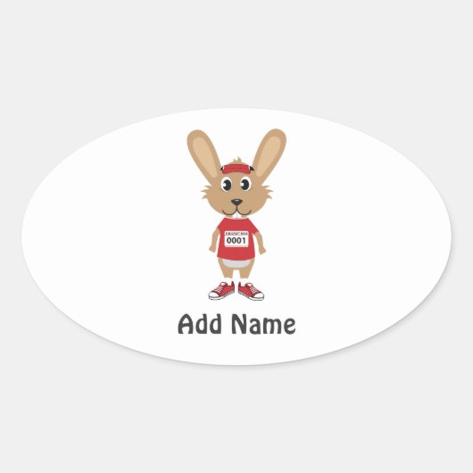 Pas lopende Bunny aan Ovale Sticker (Voorkant)