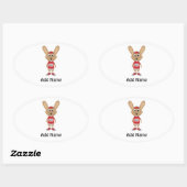 Pas lopende Bunny aan Ovale Sticker (Vel)
