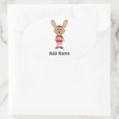 Pas lopende Bunny aan Ovale Sticker (Tas)