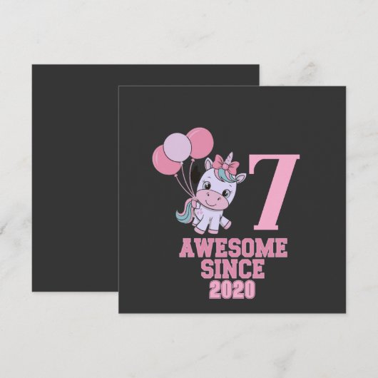 Pas magische 7 jaar oude eenhoorn verjaardag meisj kaart (Voorkant / Achterkant)