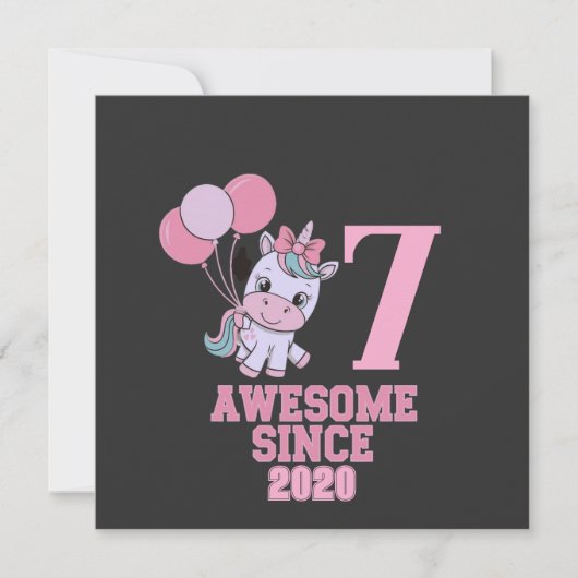 Pas magische 7 jaar oude eenhoorn verjaardag meisj kaart (Voorkant)