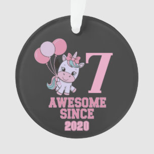 Pas magische 7 jaar oude eenhoorn verjaardag meisj ornament