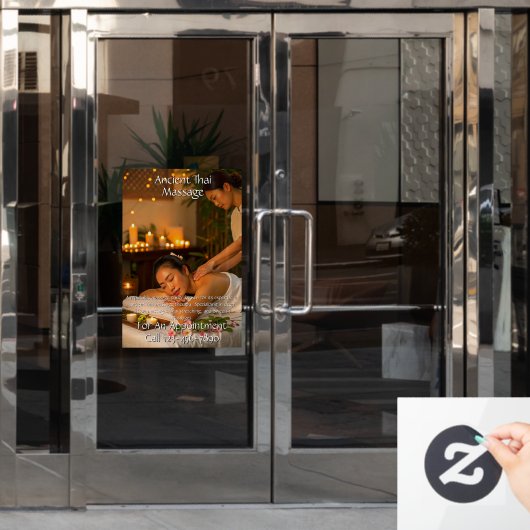 Pas Massage Studio Bedrijf Aan  Raamsticker (Kantoordeur)