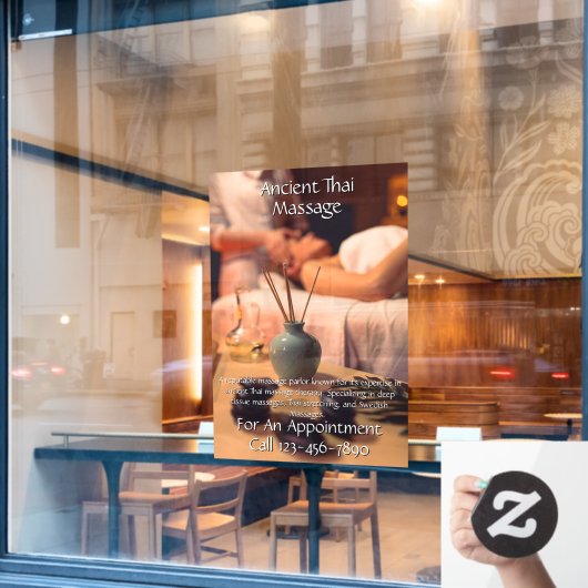 Pas Massage Studio Zakelijk 2 aan  Raamsticker (Cafe Raam)