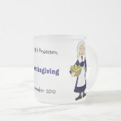 Pas me aan — Thanksgiving Pilgrim (meisje) Matglas Koffiemok (Voorkant rechts)