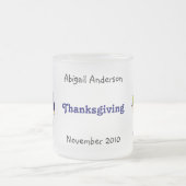 Pas me aan — Thanksgiving Pilgrim (meisje) Matglas Koffiemok (Center)