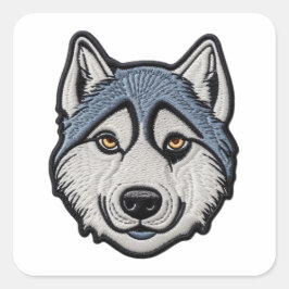 PAS ME Husky Geborduurd Ontwerp AAN Vierkante Sticker