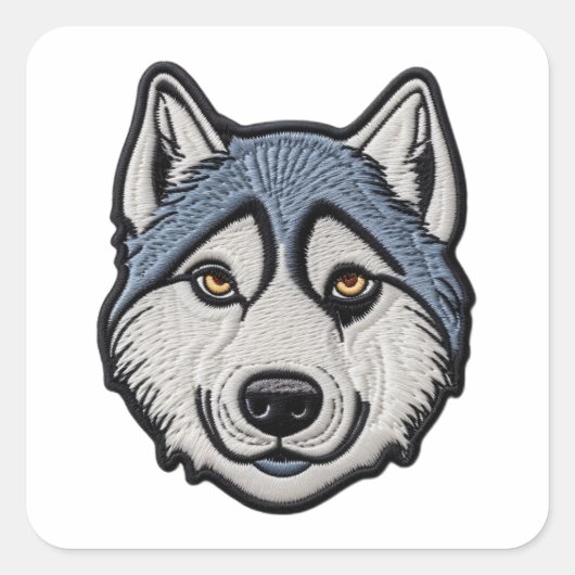 PAS ME Husky Geborduurd Ontwerp AAN Vierkante Sticker (Voorkant)