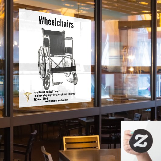 Pas Medische Levering Winkel Rolstoel Groot aan Raamsticker (Restaurant Raam)