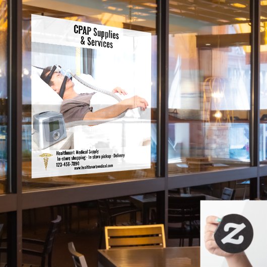 Pas Medische Supply Shop CPAP Supplies aan Raamsticker (Restaurant Raam)