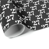 Pas met/Initiaal, Witte Brief, Zwart Aantal aan Cadeaupapier (Rol Hoek)