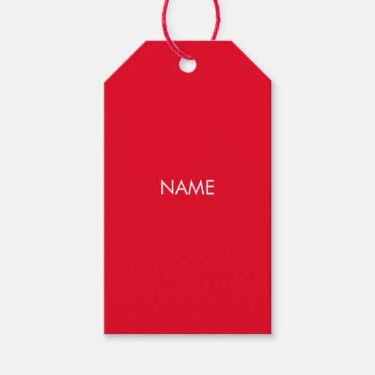 Pas met naam aan, tekst minimalistisch rood wit cadeaulabel (Voorkant)