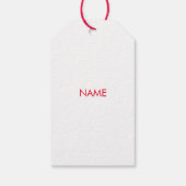 Pas met naam aan, tekst minimalistisch rood wit cadeaulabel (Achterkant)