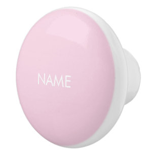 Pas met naam aan, tekst minimalistisch roze wit keramische knop