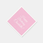 Pas met naam, Gelukkige Verjaardag, lichtroze aan Servet (Hoek)