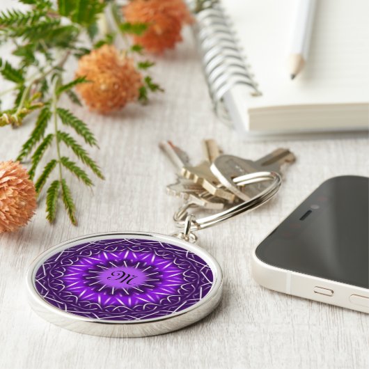 Pas met uw initiaal caleidoscopische sleutelhanger (Zijkant)