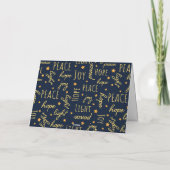 Pas Modern Navy & Goud aan met Kerstscript Feestdagen Kaart (Achterkant)