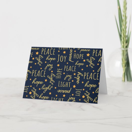 Pas Modern Navy & Goud aan met Kerstscript Feestdagen Kaart (Voorkant)