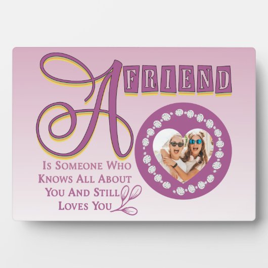 Pas Moderne Beste Vrienden Chic Quote Plaque aan Fotoplaat (voorkant)