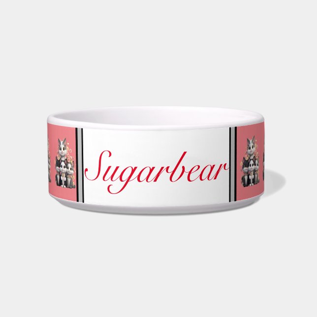 Pas Moderne Kat aan Voerbakje (Voorkant)