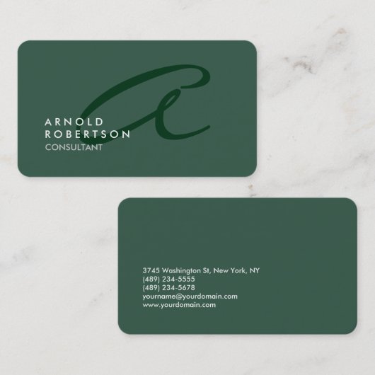 Pas Monogram Duidelijk Grijs Groen Trendy aan Visitekaartje (Voorkant / Achterkant)