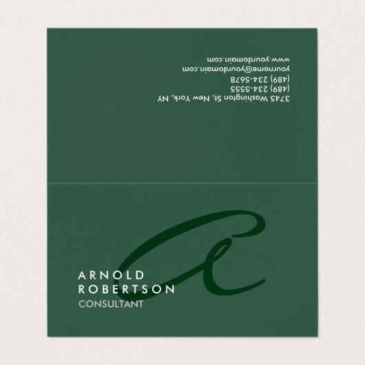 Pas Monogram Duidelijk Grijs Groen Trendy aan Visitekaartje (Buitenkant ongevouwen)