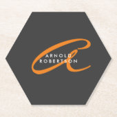 Pas Monogram Duidelijk Grijs Trendy Naam Initiaal Kartonnen Onderzetters (Voorkant)