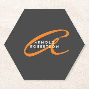 Pas Monogram Duidelijk Grijs Trendy Naam Initiaal  Kartonnen Onderzetters