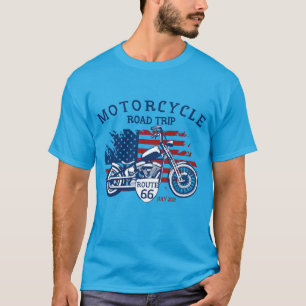 Pas motorrit Route 66 USA-vlag aan T-shirt