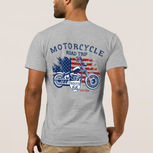 Pas motorrit Route 66 USA-vlag aan T-shirt
