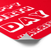 Pas Naam aan, Happy Birthday, rood wit vet Poster (Hoek)