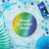 Pas Naam aan, Happy Birthday white, pride lgbtq Papieren Bordje (Feest)