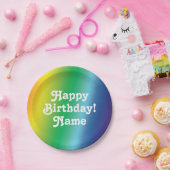 Pas Naam aan, Happy Birthday white, pride lgbtq Papieren Bordje (Feest)