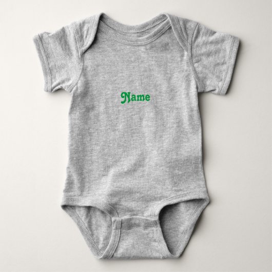 Pas naam aan, tekst groene letters grijs romper (Voorkant)