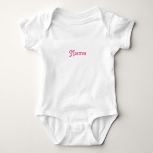 Pas naam aan, tekst roze letters grijs romper (Voorkant)